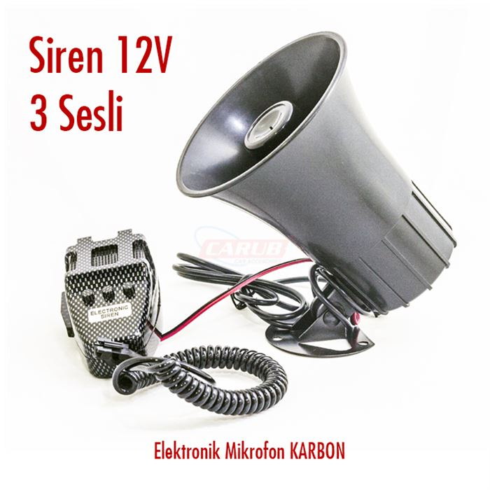 CARUB SİREN 3 SESLİ ELEKTRONİK MİKROFONLU NET