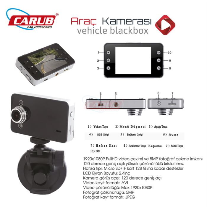 CARUB KAMERA KAYITLI VANTUZLU 2.4 İNÇ EKRAN