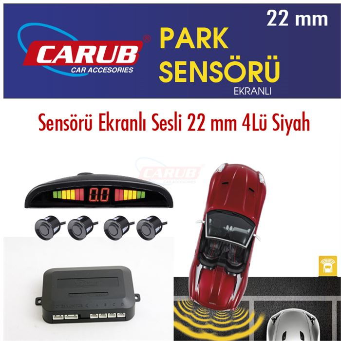 CARUB PARK SENSÖRÜ SESLİ 22MM 4 LÜ SİYAH