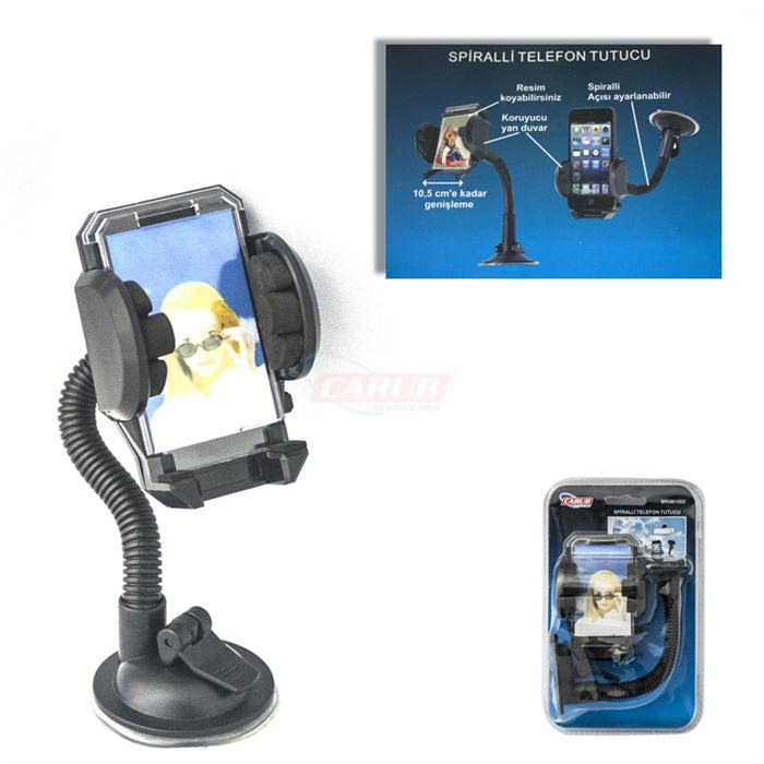CARUB TELEFON TUTUCU SPİRALLİ VANTUZLU VAKUM