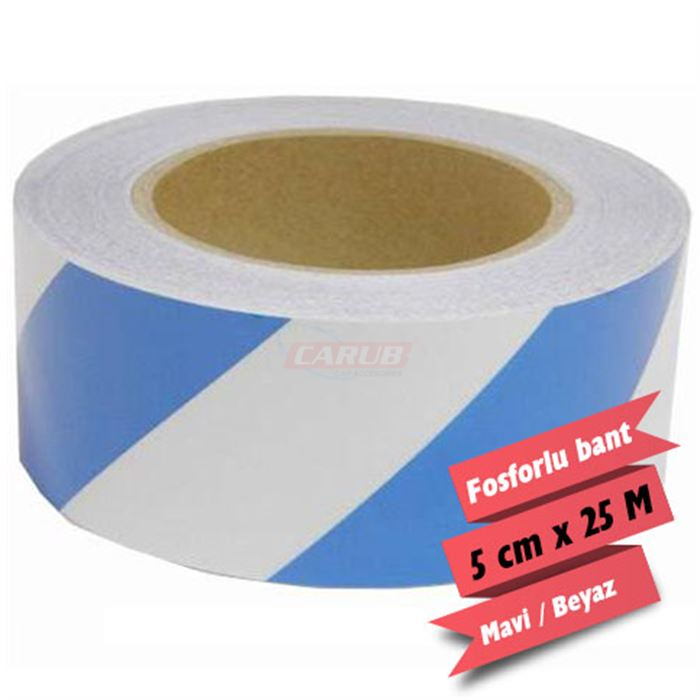 CARUB FOSFOR BANT ÇAPRAZ 5CMX25M MAVİ/BEYAZ