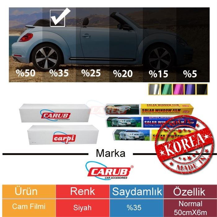 CARUB CAM FİLMİ 50CMX6MT LIGHT BLACK %35