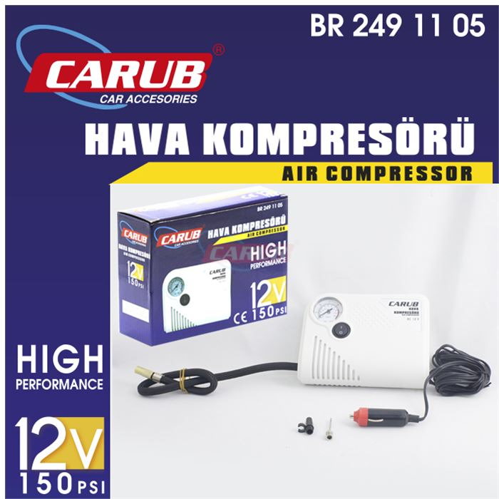 CARUB HAVA KOMPRESÖRÜ YASSI 12V 150PSİ BEYAZ