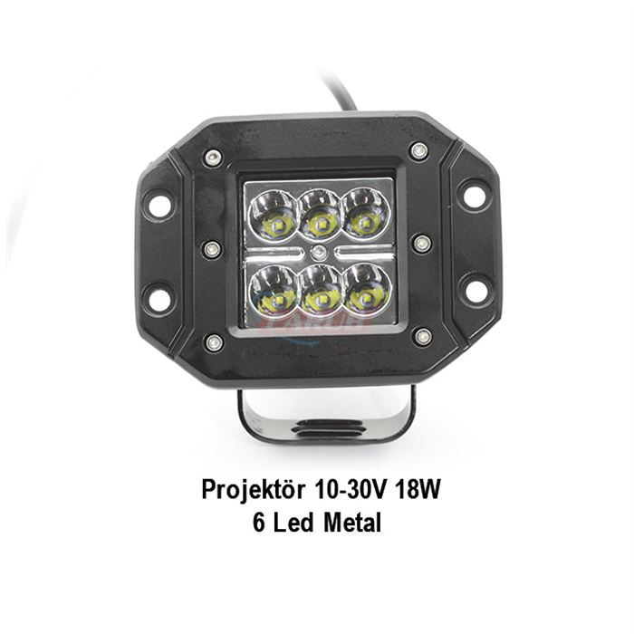 CARUB OFF-ROAD PROJEKTÖR 10-30V 18W 6LED 15X4CM METAL