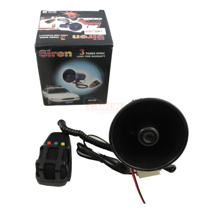 CARUB SİREN 3 SESLİ ELEKTRONİK MİKROFONLU SİYAH   12V-40W