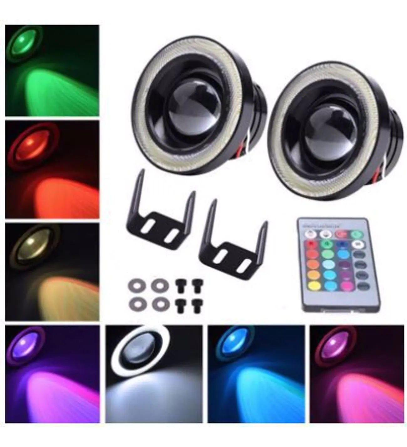 TEAMCAR SİS GÜNDÜZ FARI MERCEK ANGEL LED 89MM RGB KUMANDALI 7 RENK