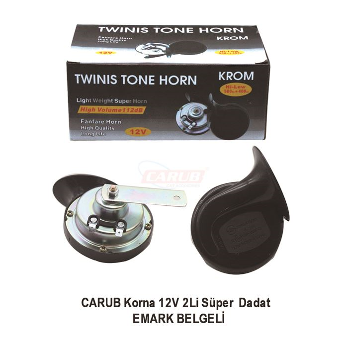 CARUB KORNA SÜPER DADAT 12V ÇİFT FİŞLİ 2 Lİ SİYAH  EMARK 410/510MHZ