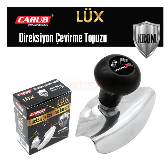 CARUB DİREKSİYON TOPUZU LUX LOGOLU   KROM