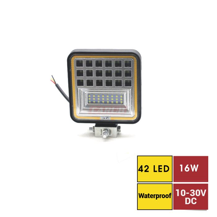 CARUB OFF-ROAD PROJ 10-30V 42 LED KARE SARI-SARI-BEYAZ FONK.