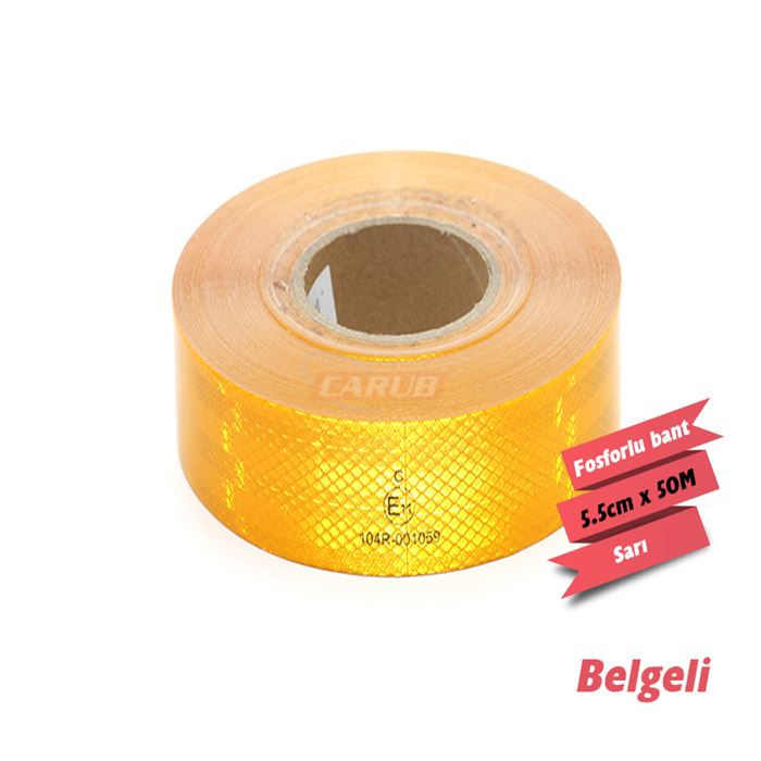 CARUB REFLEKTİF PETEKLİ FOSFOR BANT 5.5CMX50M SARI BELGELİ
