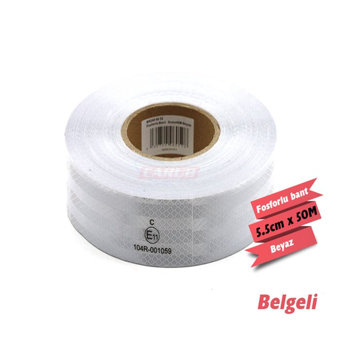 CARUB REFLEKTİF PETEKLİ FOSFOR BANT 5.5CMX50M BEYAZ BELGELİ