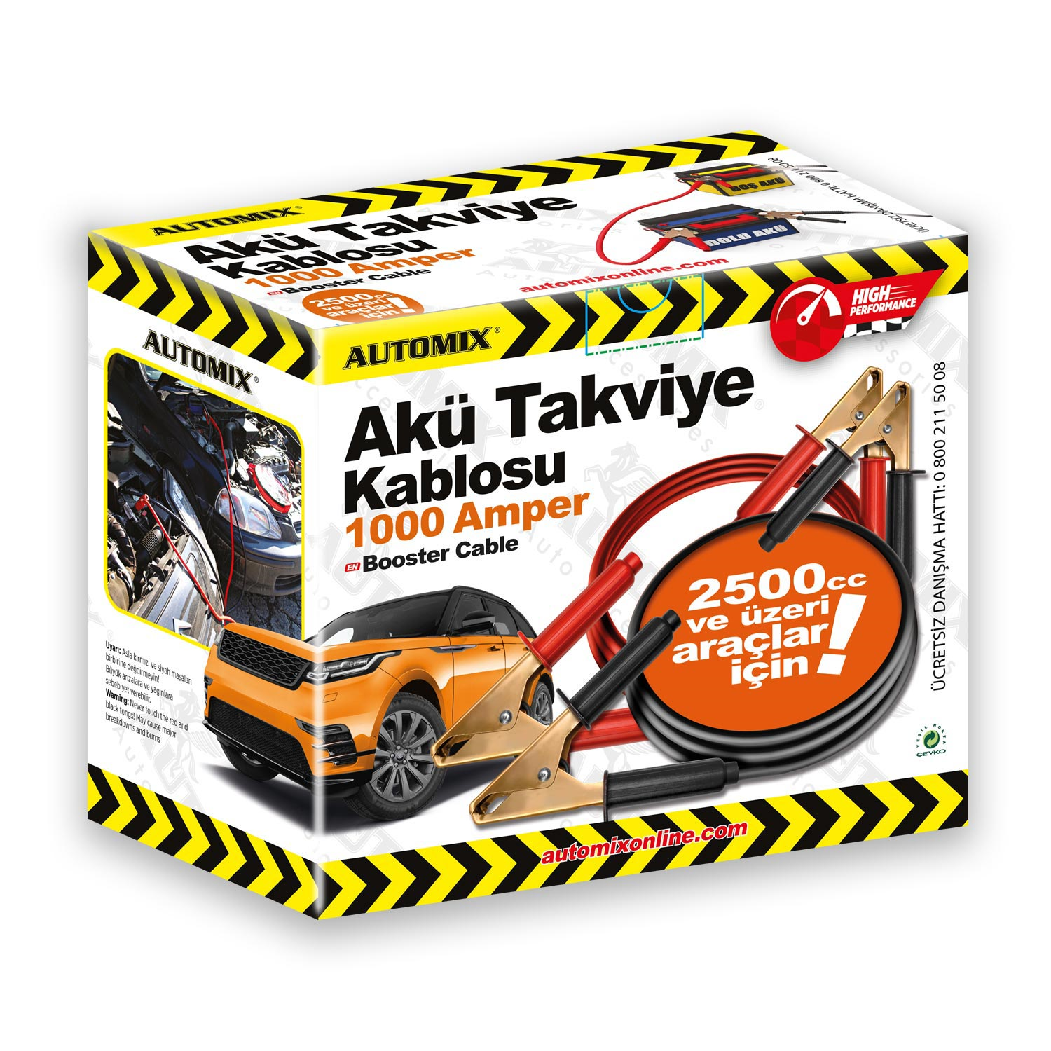AUTOMIX AKÜ TAKVİYE KABLOSU SETİ  35MM  1000 AMPER KUTULU