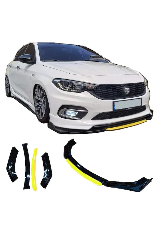 TEAMCAR ÖN LİP ÜNİVERSAL 4 PARÇA SİYAH - SARI  KIRILMAZ