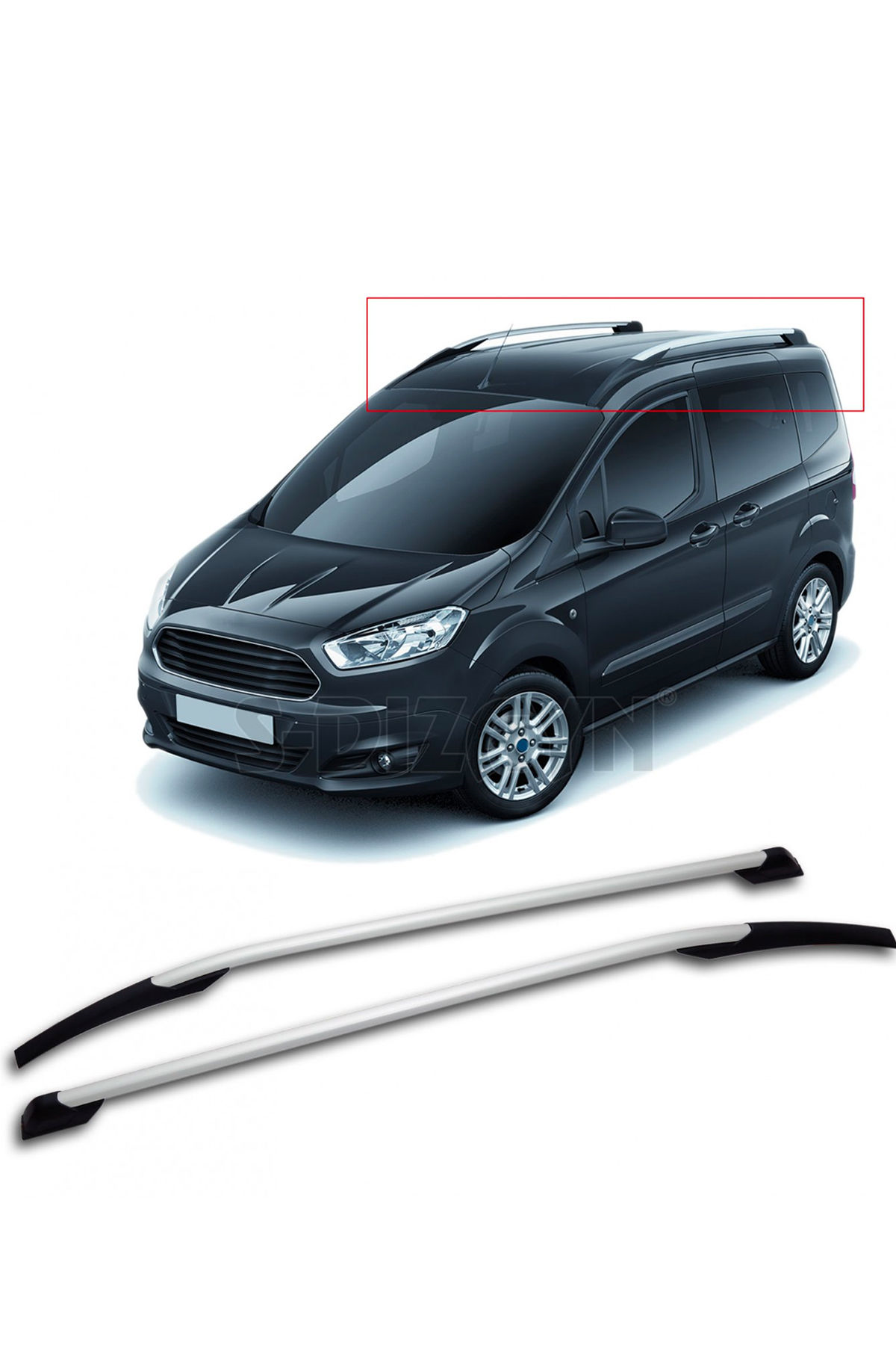 TEAMCAR FORD COURIER 2014-2023  ALUMINYUM TAVAN ÇITASI  SILVER