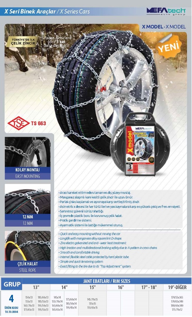 MEFATECH MEFATECH KAR ZİNCİRİ XTAKMATİK 12MM NO-X4
