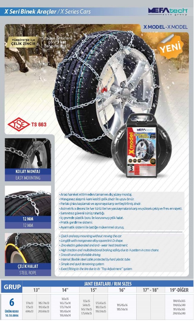 MEFATECH MEFATECH KAR ZİNCİRİ XTAKMATİK 12MM NO-X6