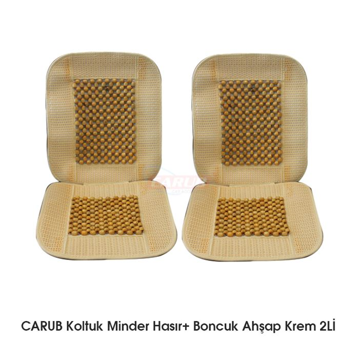 CARUB HASIR MİNDER KREM  AHŞAP BONCUK  2Lİ TAKIM