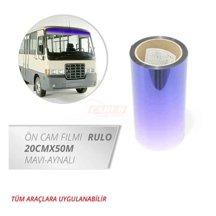 CARUB CAM FİLMİ ÖN 20CMX50MT MAVİ AYNALI