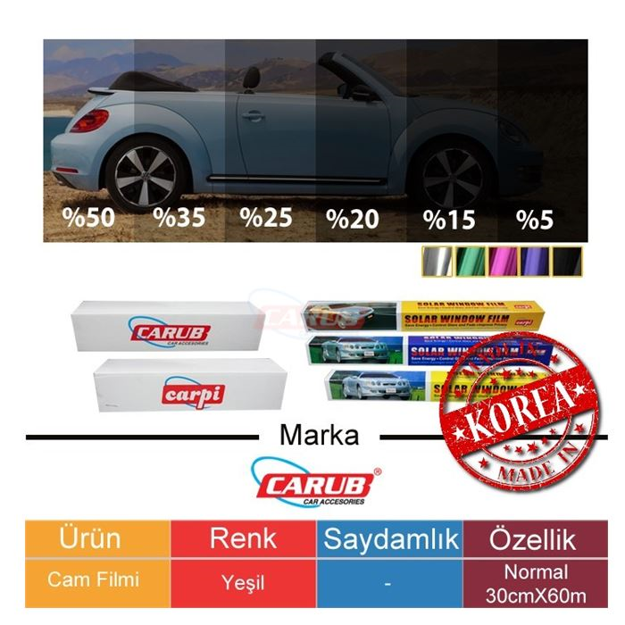 CARUB CAM FİLMİ ÖN 30CMX60MT YEŞİL GN30  TAIWAN