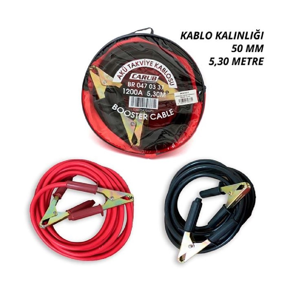 CARUB AKÜ TAKVİYE KABLOSU 50MM 1200A ÇANTALI 5,30MT