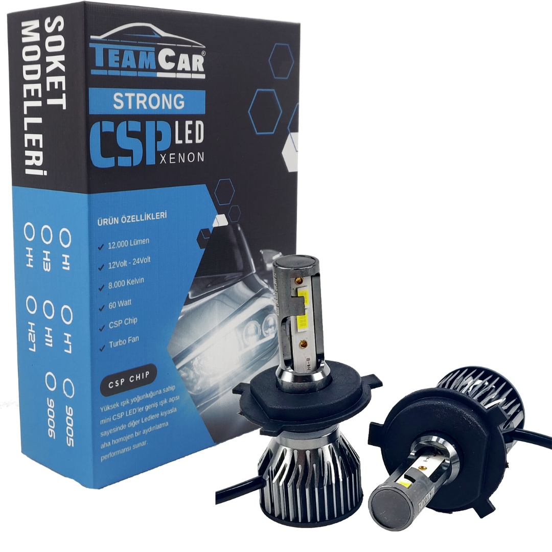 TEAMCAR STRONG H4 LED XENON 12V-24V KISA CSP 60W 12000LM 8000K