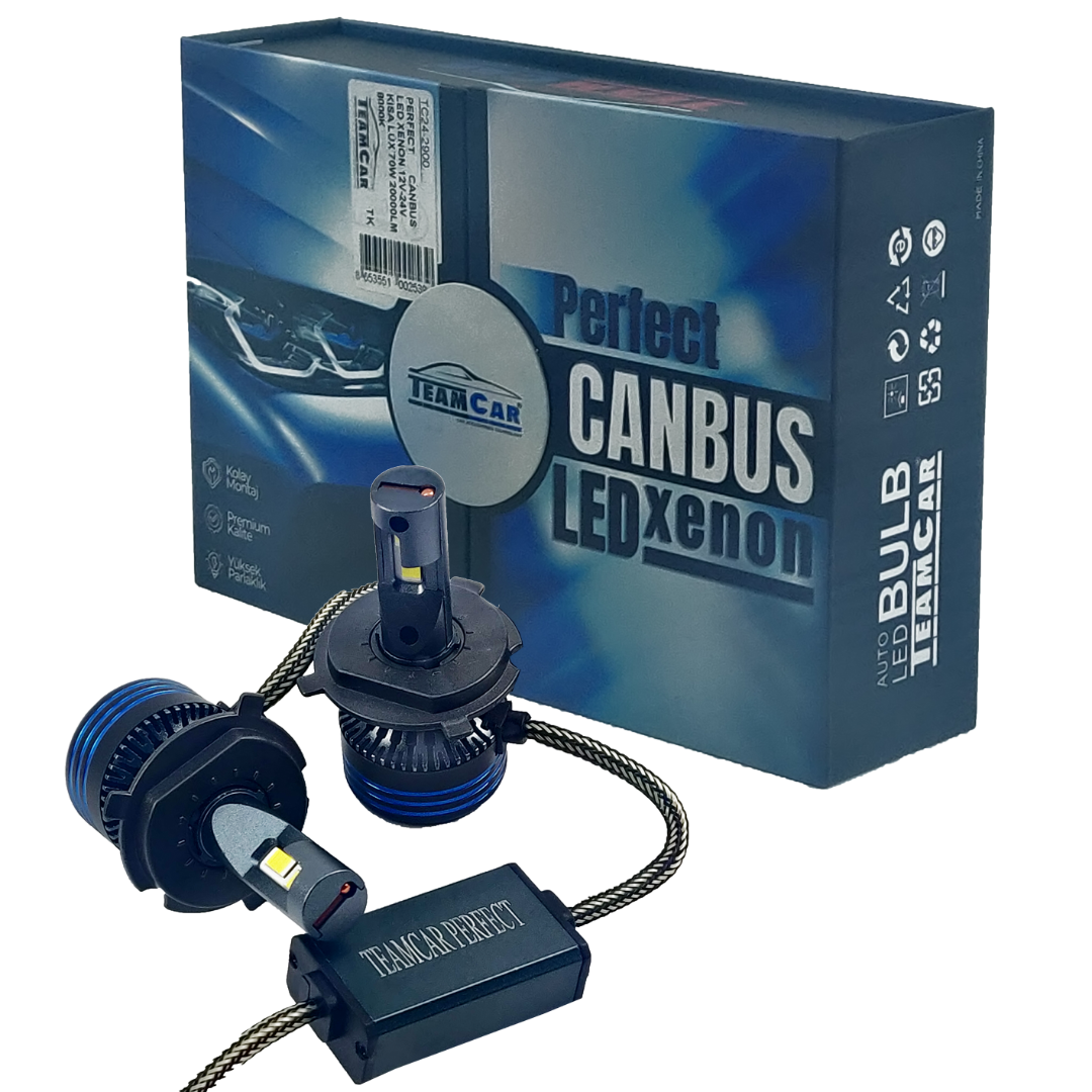 TEAMCAR PERFECT H4 CANBUS LED XENON 12V-24V KISA LÜX 70W 20000LM 8000K