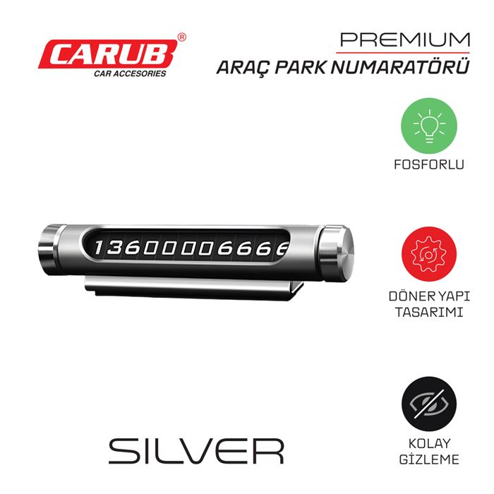 CARUB TORPİDO ÜSTÜ PARKTEL NUMARATÖR ÇEVİRMELİ LÜX SILVER