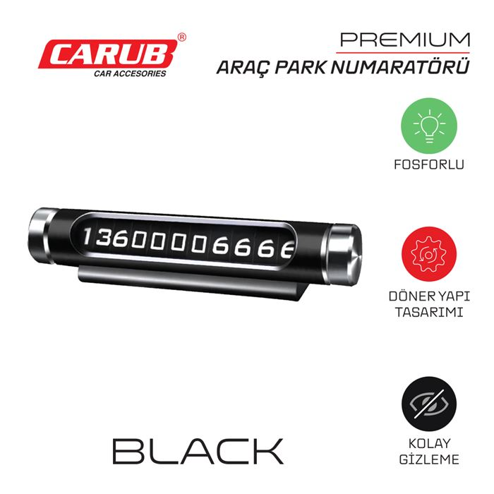 CARUB TORPİDO ÜSTÜ PARKTEL NUMARATÖR ÇEVİRMELİ LÜX SİYAH
