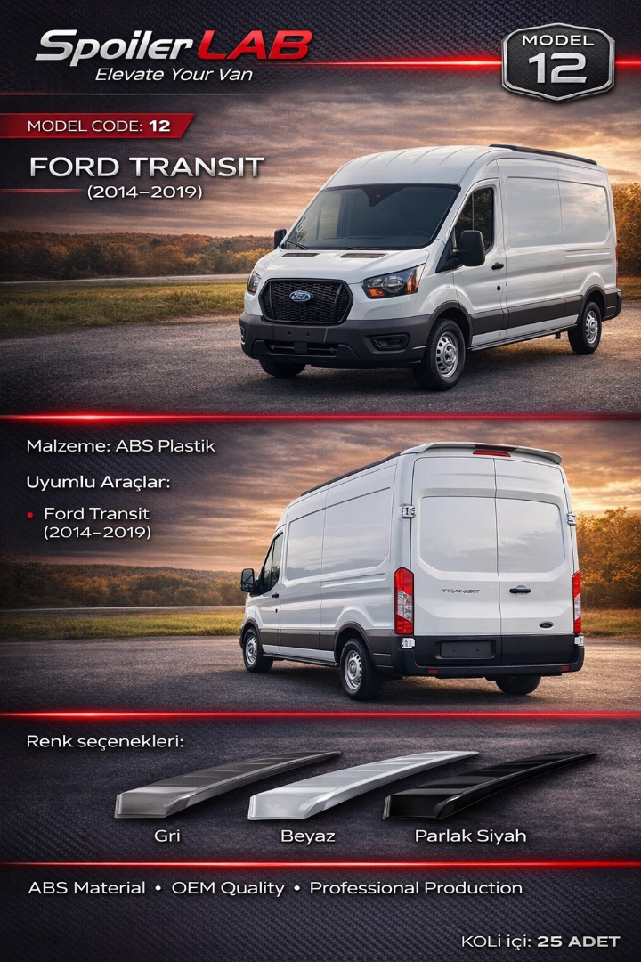 TEAMCAR SPOİLER ABS SİYAH NO:12  FORD TRANSIT 14-19