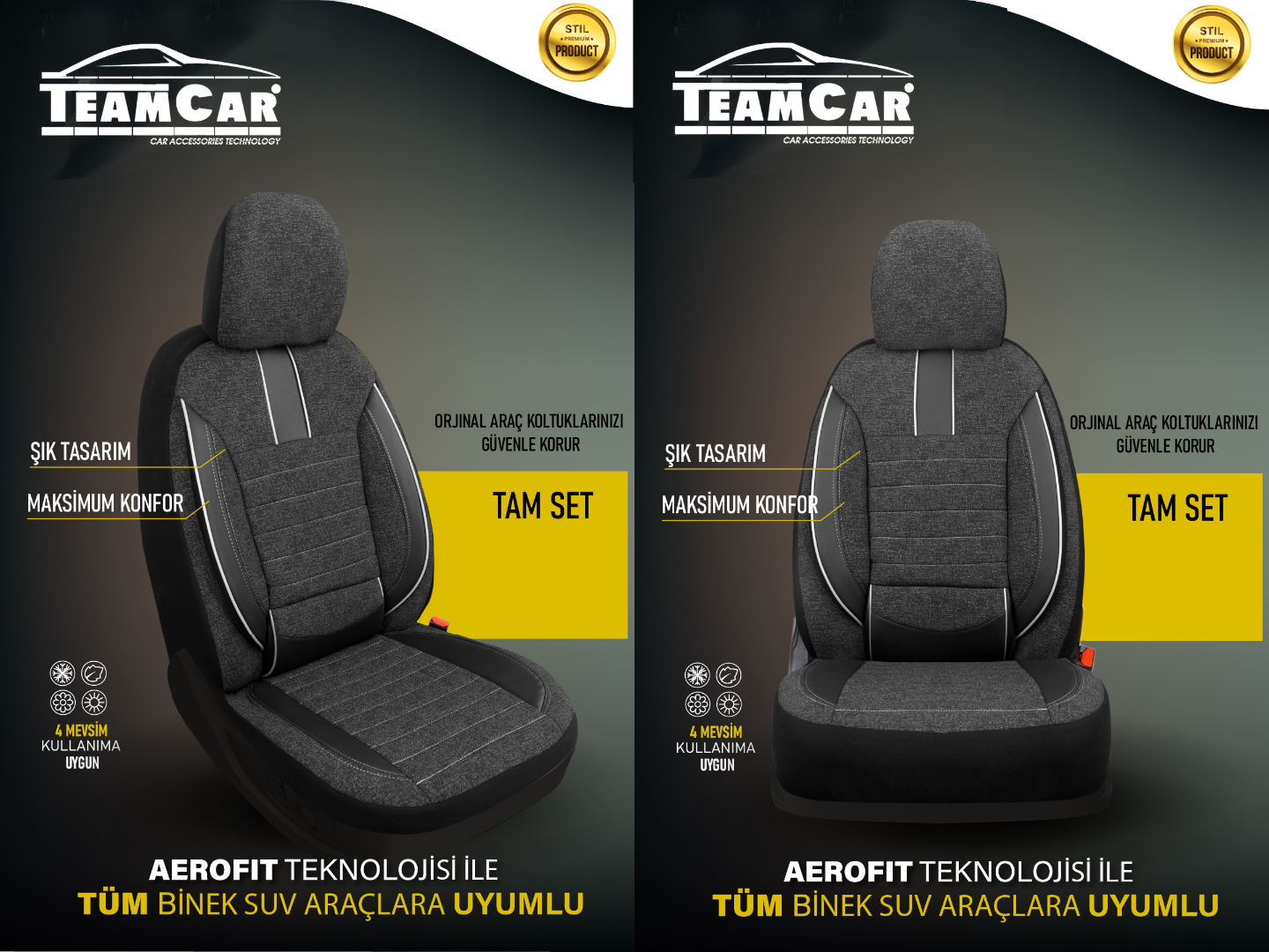 TEAMCAR OTO KOLTUK KILIFI STD. KETEN-DERİ  FİTİL İP BEYAZ