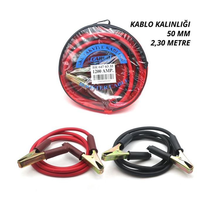 CARUB AKÜ TAKVİYE KABLOSU 50MM 1200A ÇANTALI 2,30MT