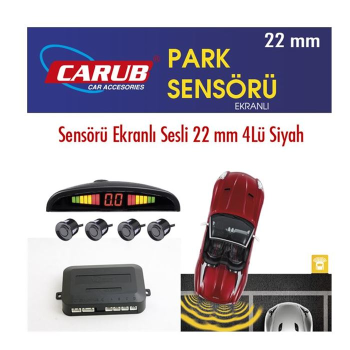 CARUB PARK SENSÖRÜ LED EKRANLI 22MM 4 LÜ SİYAH