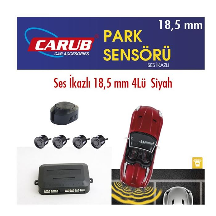 CARUB PARK SENSÖRÜ SESLİ 18,5MM 4 LÜ SİYAH