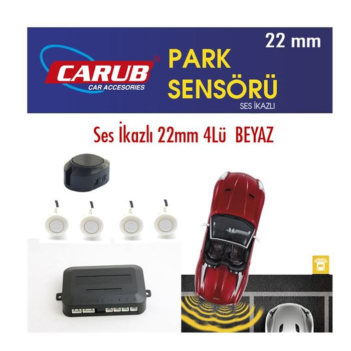 CARUB PARK SENSÖRÜ SESLİ 22MM 4 LÜ BEYAZ