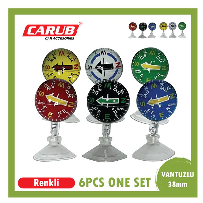 CARUB PUSULA VANTUZLU RENKLİ 38MM 6LI SET