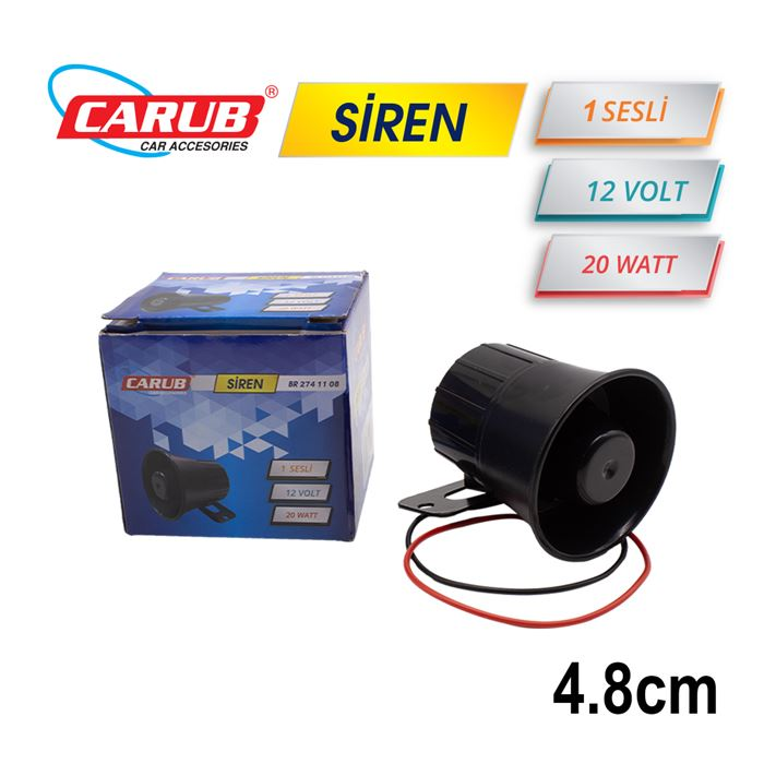 CARUB SİREN 12V TEK SESLİ  20WATT 4,8 CM