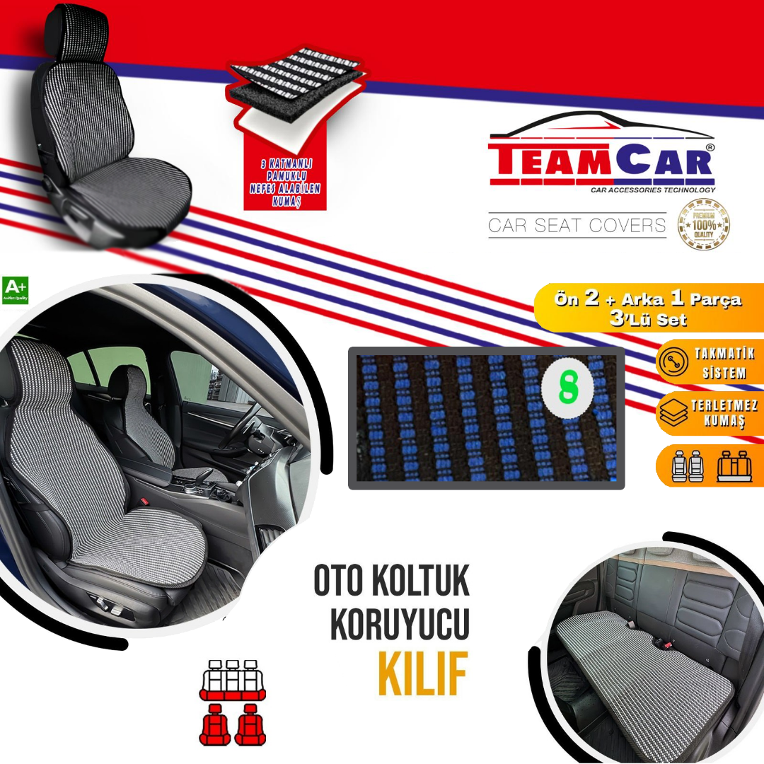 TEAMCAR MİNDER KİLİM TİP  ÖN + (ARKA SERME)  3 PARÇA  MODEL:08