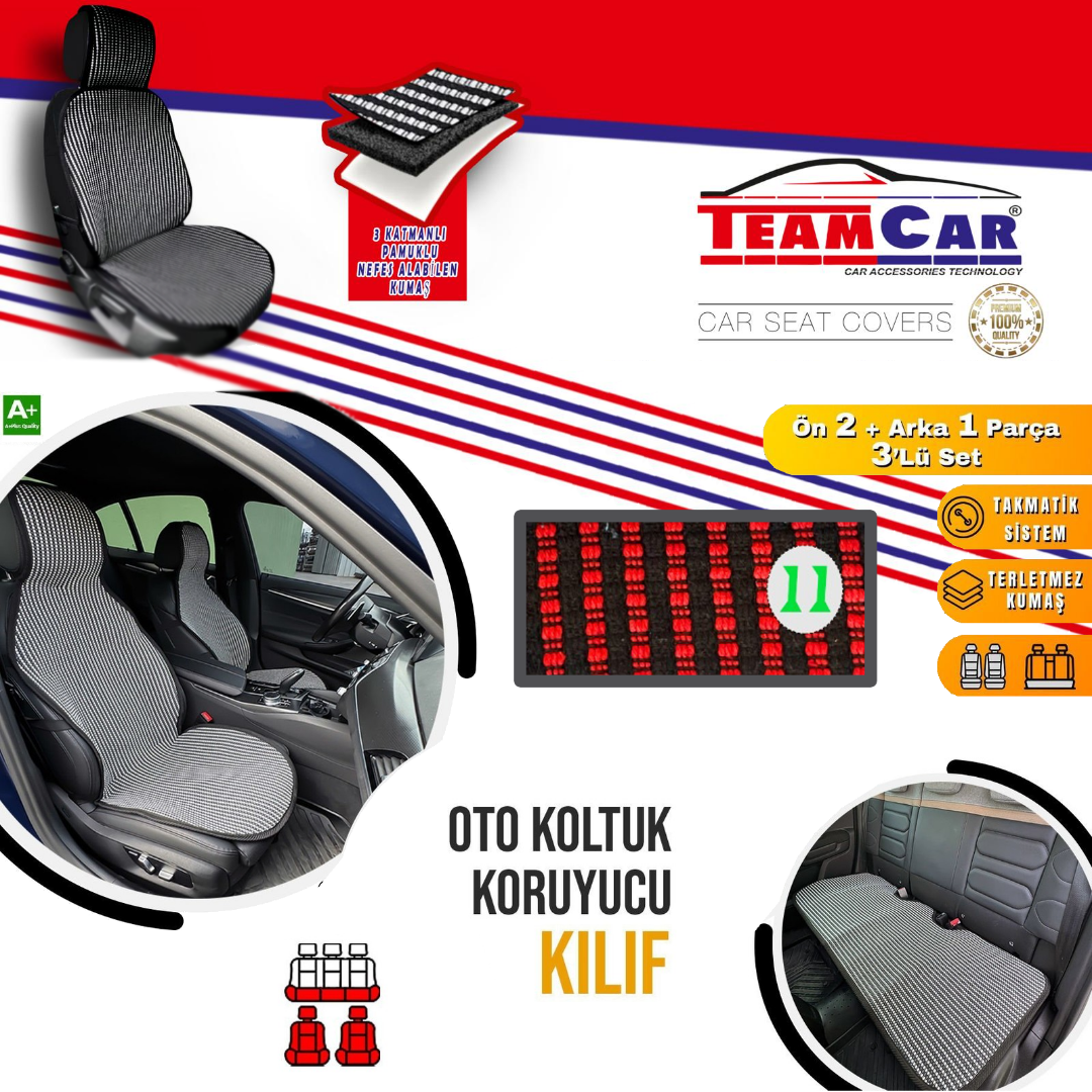 TEAMCAR MİNDER KİLİM TİP  ÖN + (ARKA SERME)  3 PARÇA  MODEL:11