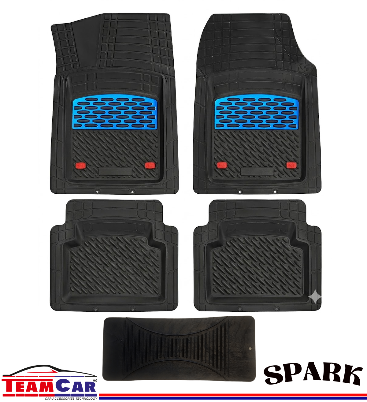 TEAMCAR SPARK SAFİR 4D HAVUZLU PASPAS SİYAH KROM MAVİ