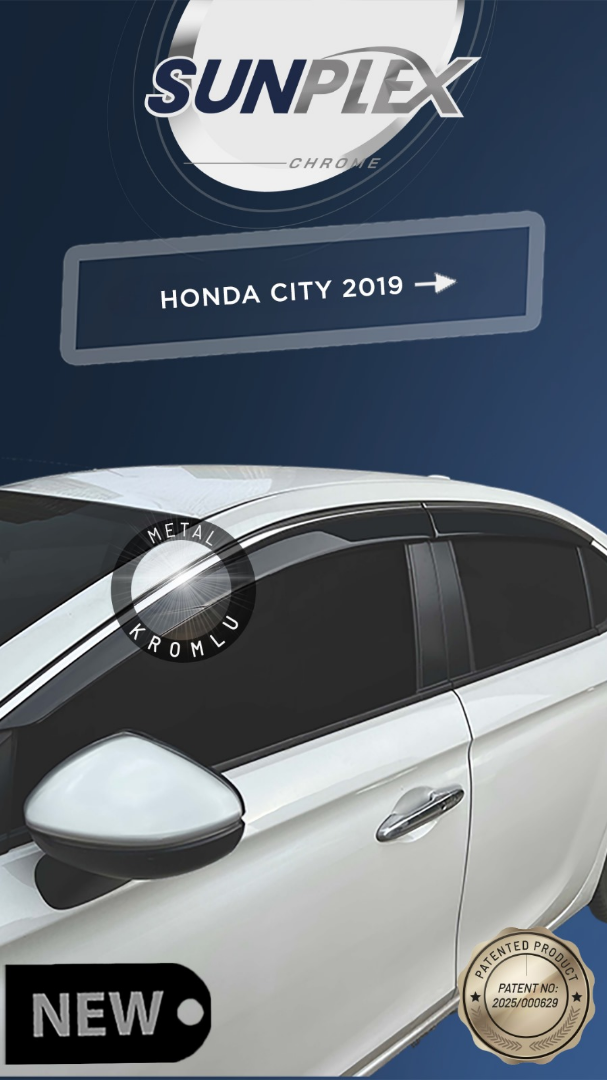SUNPLEX HONDA CITY 2019- CHROME CAM RÜZGARLIĞI  4LÜ