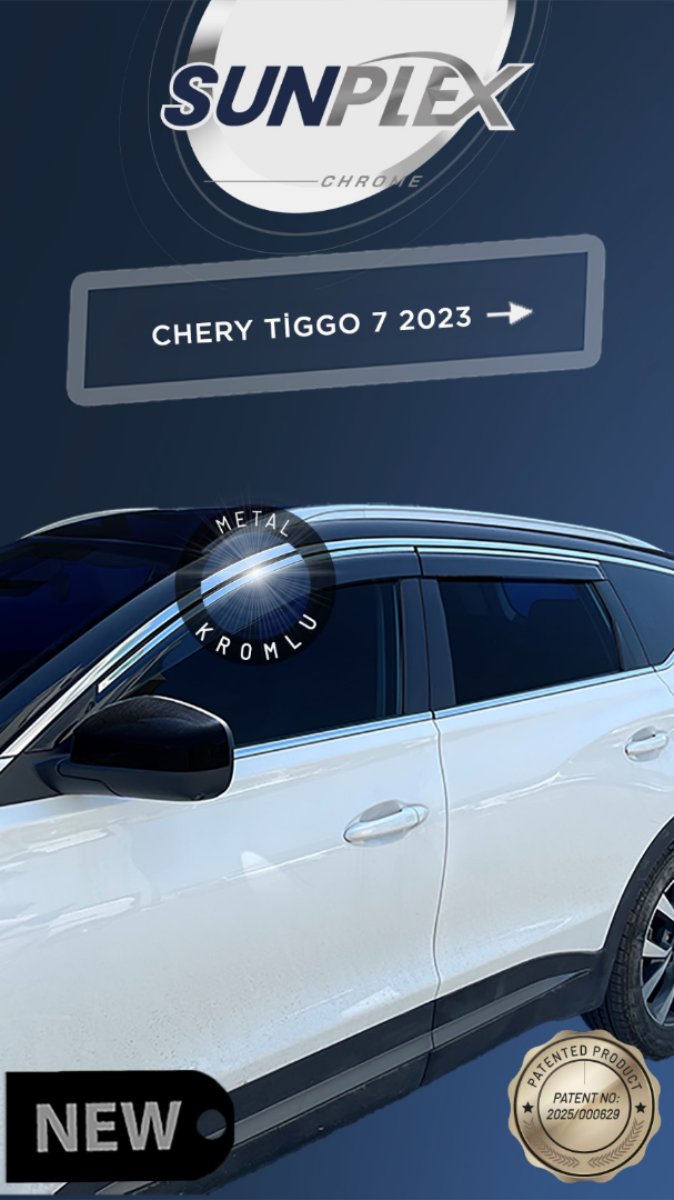 SUNPLEX CHERY TIGGO 7 PRO 23- CHROME CAM RÜZGARLIĞI  4LÜ