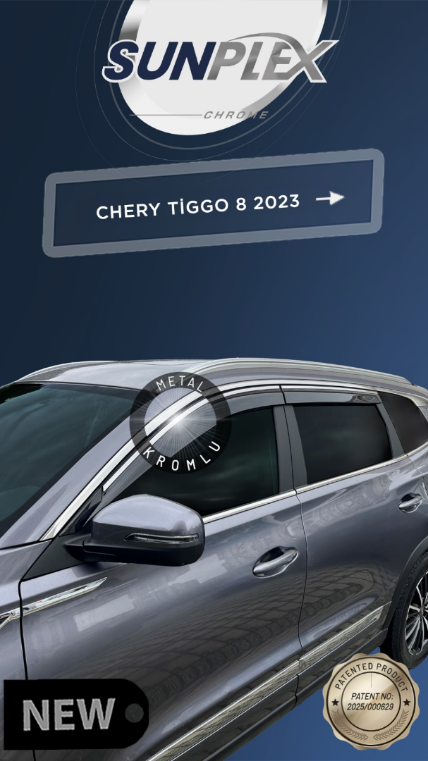 SUNPLEX CHERY TIGGO 8 PRO 23- CHROME CAM RÜZGARLIĞI  4LÜ