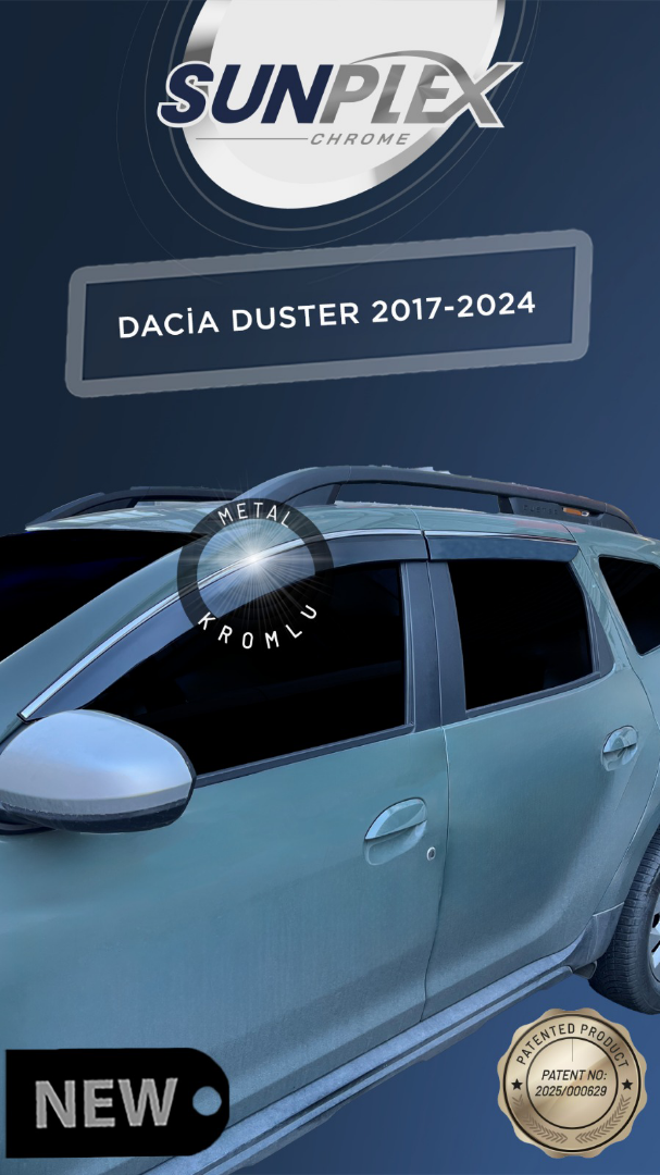 SUNPLEX DACIA DUSTER 17-24 CHROME CAM RÜZGARLIĞI  4LÜ