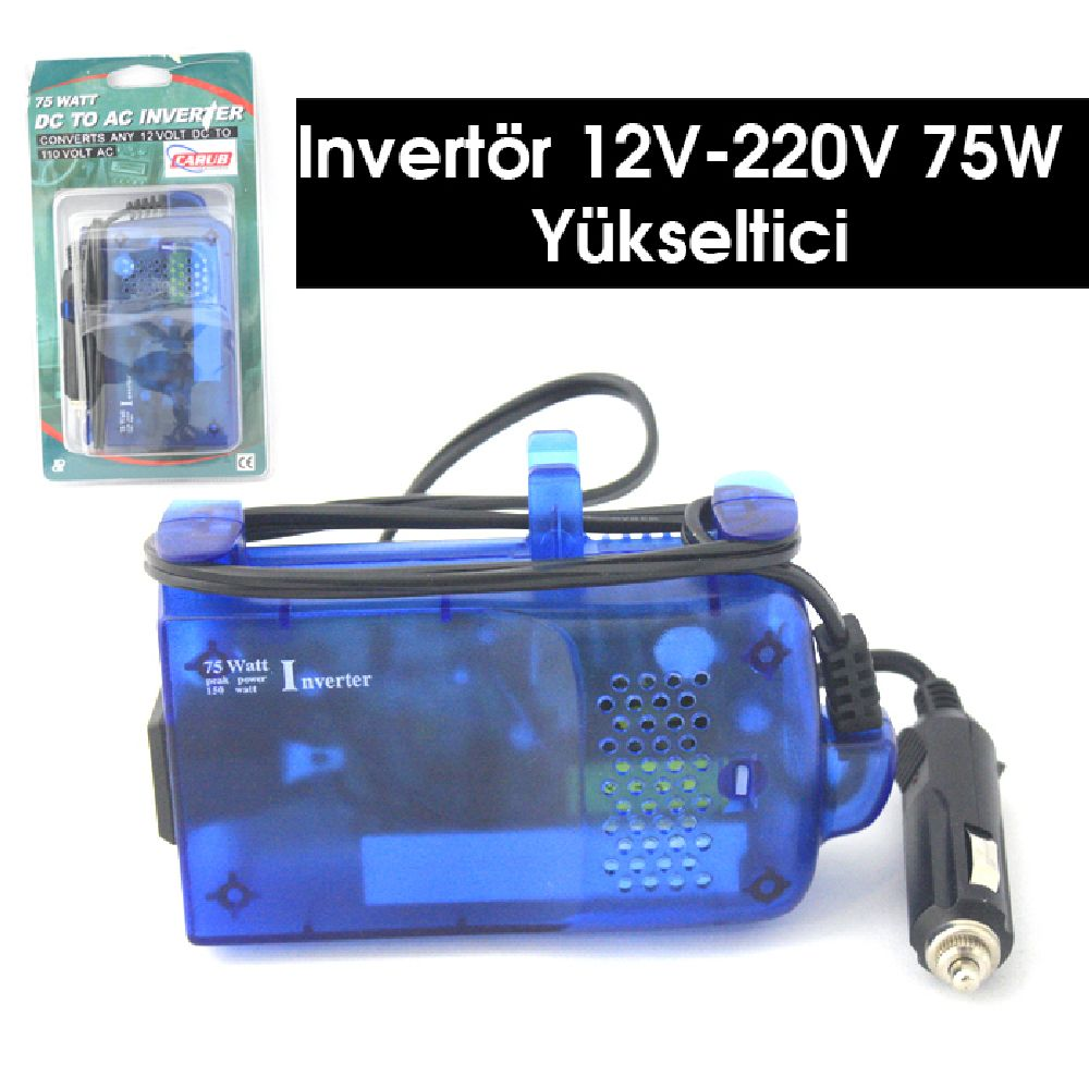 CARUB İNVERTÖR 12V-110V 75W YÜKSELTİCİ