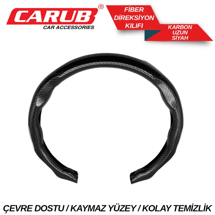 CARUB FİBER KARBON DİREKSİYON KILIFI UZUN SİYAH KUTULU