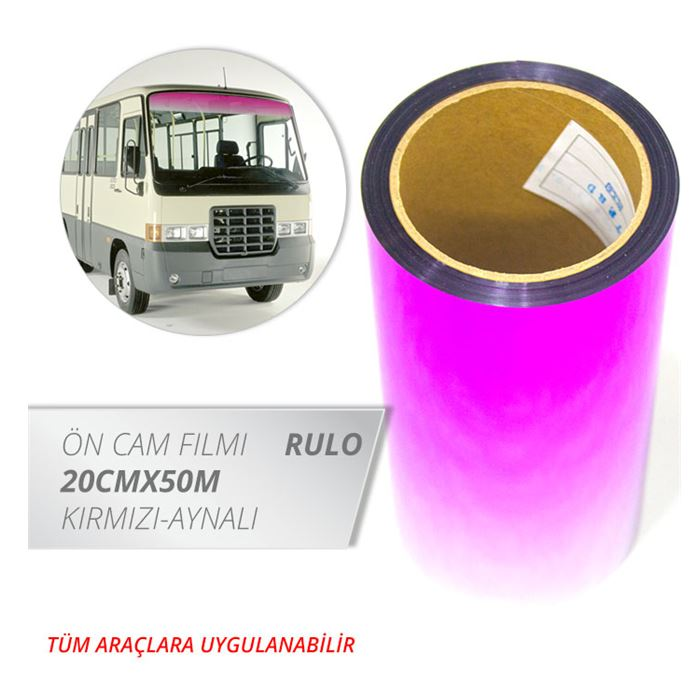 CARUB CAM FİLMİ ÖN 20CMX50MT KIRMIZI  AYNALI