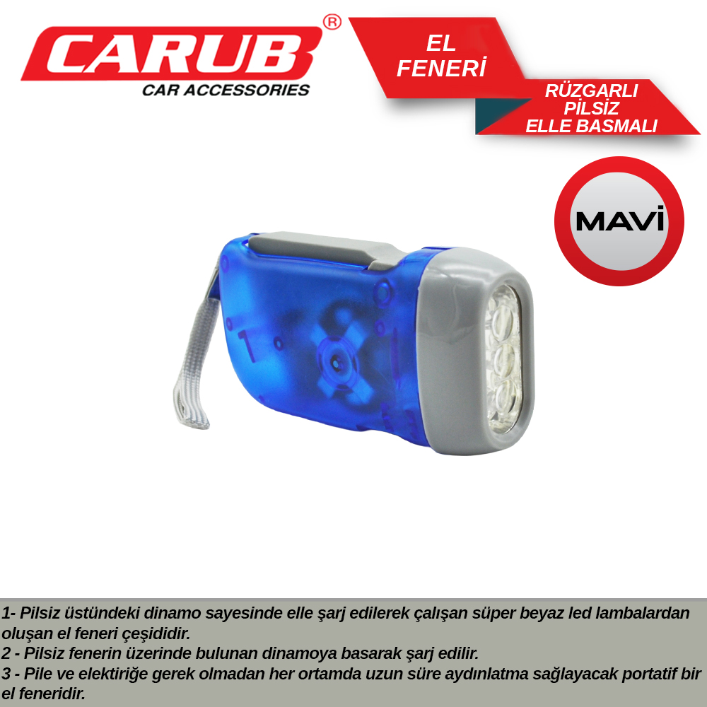 CARUB EL FENERİ  ELLE BASMALI PİLSİZ  MAVİ
