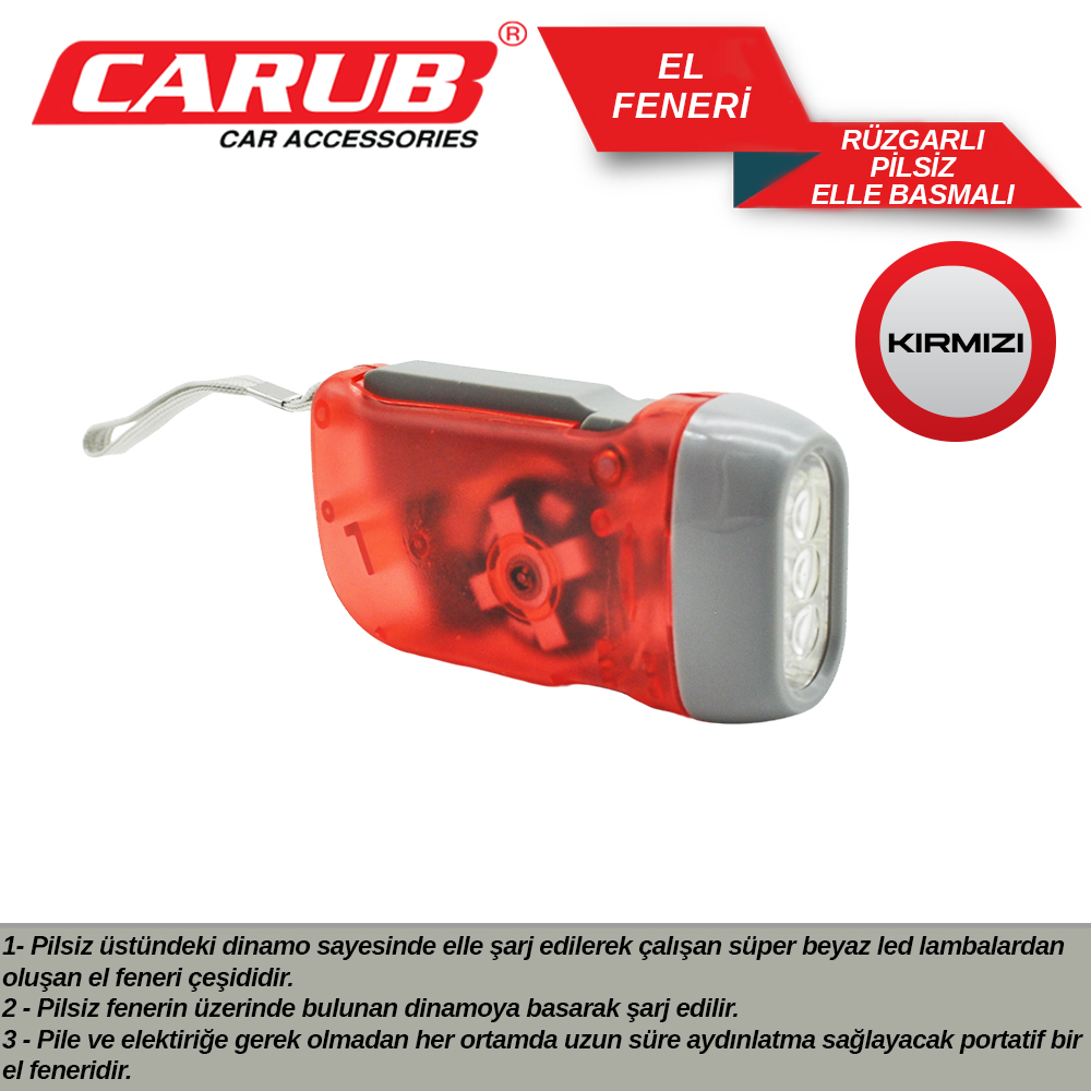 CARUB EL FENERİ  ELLE BASMALI PİLSİZ  KIRMIZI