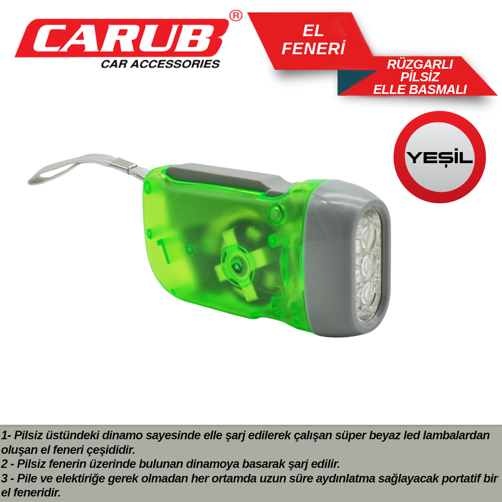 CARUB EL FENERİ  ELLE BASMALI PİLSİZ  YEŞİL