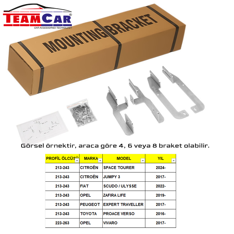 TEAMCAR EXPERT-JUMPY-VERSO 17-/SCUDO 22-/ZAFIRALIFE 19- P:K213-U243/VIVARO 17- P:K223-U263 YAN BASAMAK AYAĞI